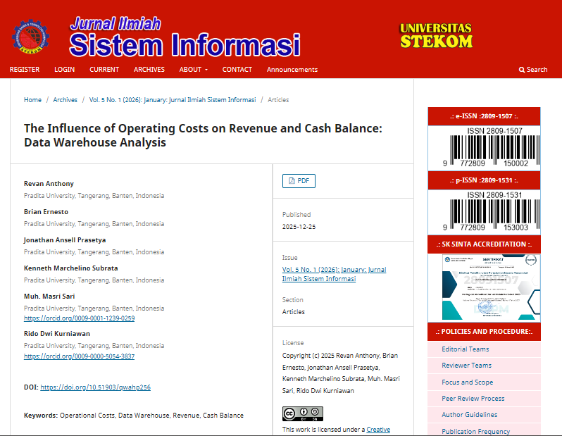 The Influence of Operating Costs on Revenue and Cash Balance journal cover